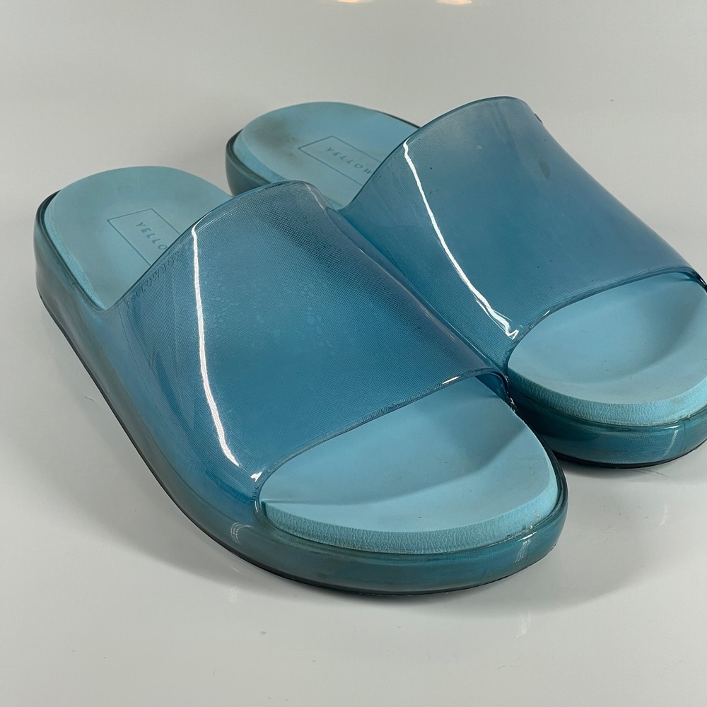 Yellow Box Womens Blue Jelly Slide Sandals Platform Size 7
